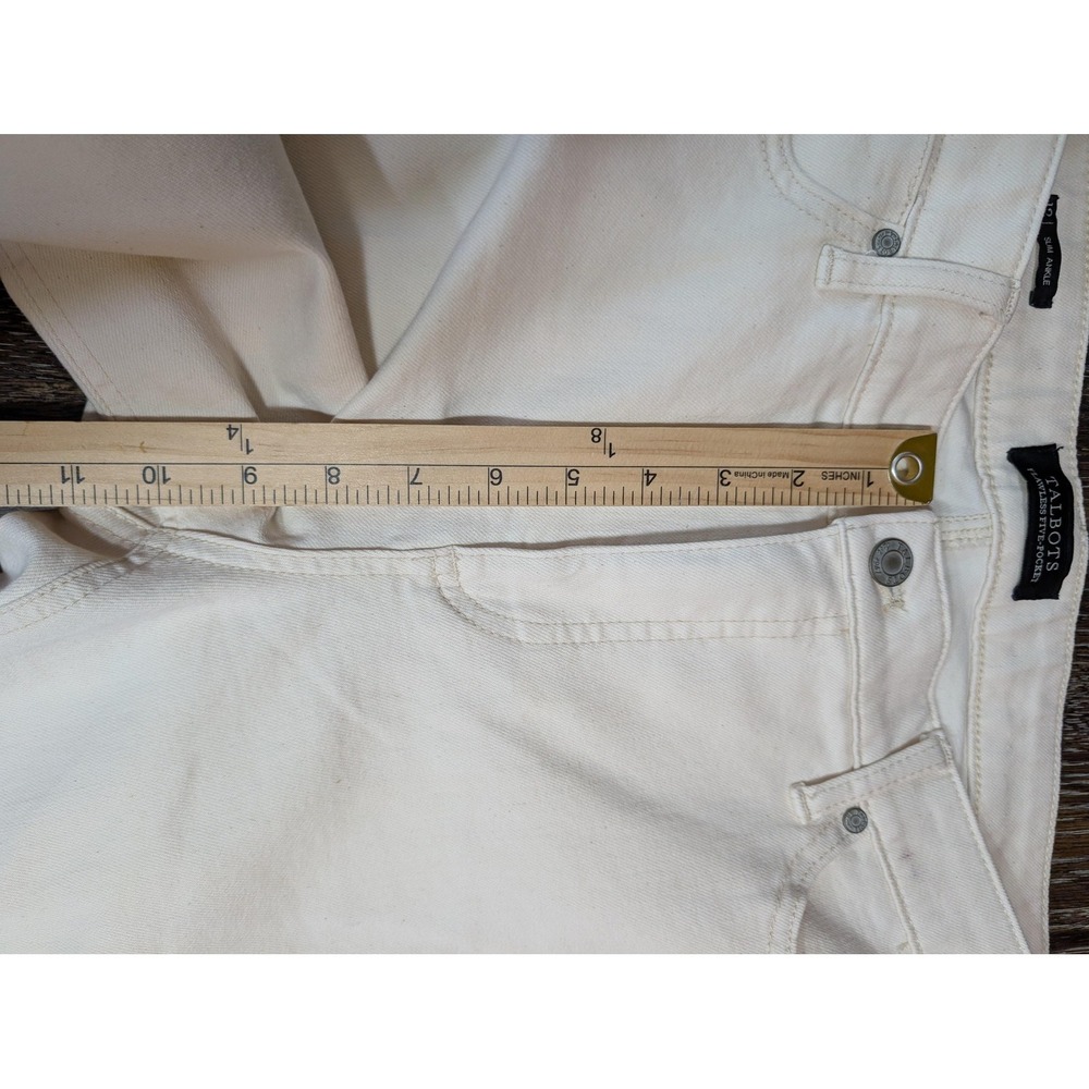 Talbots Slim Ankle Jeans Womens 12 Beige High Rise Stretch Denim Five Pocket - Picture 8 of 9